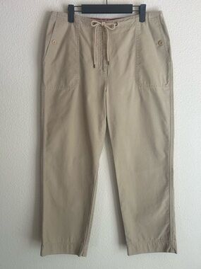 LRL Lauren Ralph Lauren Drawstring Utility Canvas Pants | size 12P